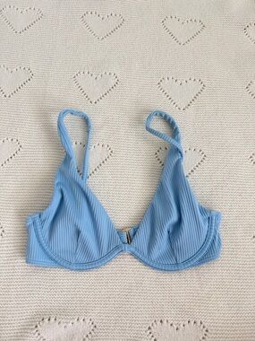 Hollister High Apex Ribbed Underwire Bikini Top Light Blue XS